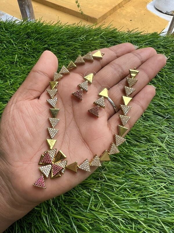 Triangle Shape Gold Finish Neckpiece